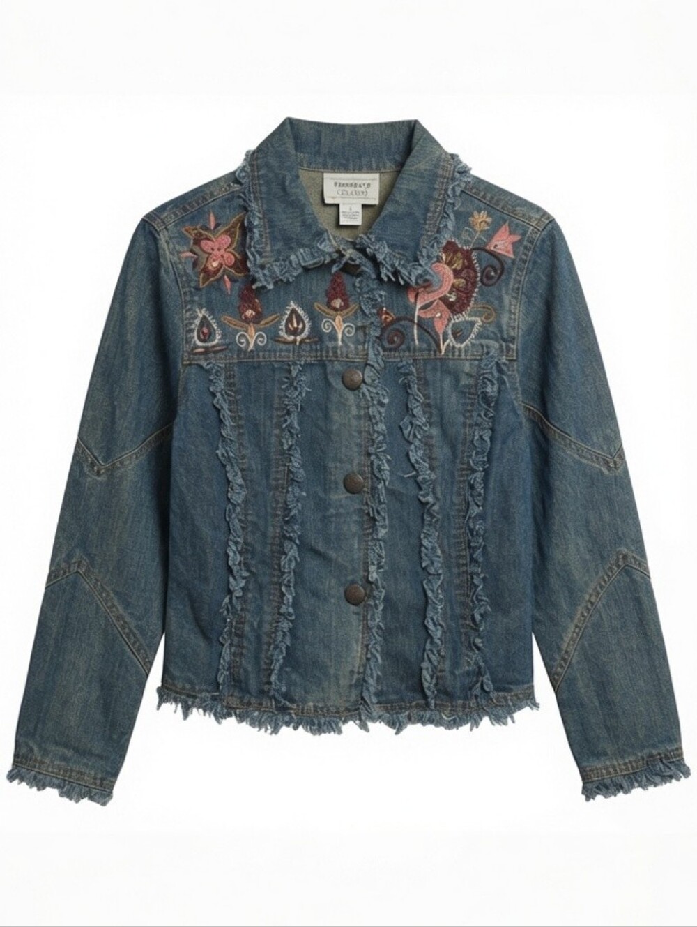 Flashback Couture Denim Jacket‎ Small Artsy Boho Indie Sleaze Festival Grunge